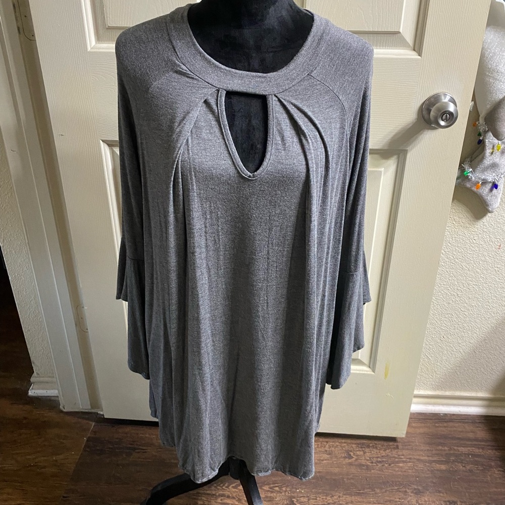 Vision Grey Keyhole Dress